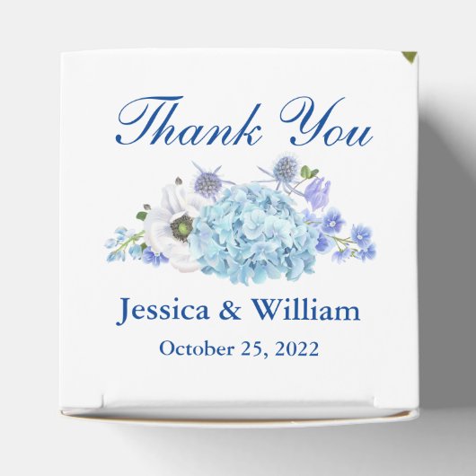 ブルーアジサイ緑のフローラギフト結婚ズ フェイバーボックス (上部)