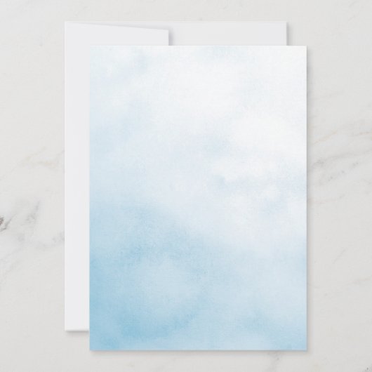 ブルーアジサイ緑の水彩ブライダルシャワー 招待状 (裏面)