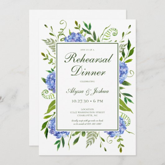 ブルーアジサイ脚本リハーサル夕食会 招待状 (正面/裏面)