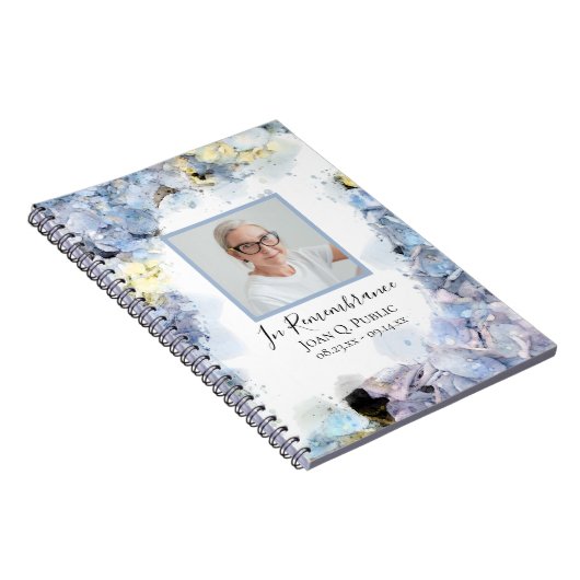 ブルーアジサイ花お祝いオブ・ライフ ノートブック (右側)