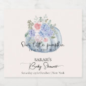 ブルーアジサイ花かぼちゃ秋ベビーシャワー スパークリングワインラベル (シングルラベル)