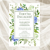 ブルーアジサイ花の水の色のエンゲージメントパーティー 招待状