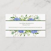 ブルーアジサイ花の水彩結婚式のウェブサイト エンクロージャーカード (正面)