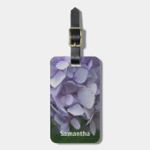 ブルーアジサイ花びらクローズアップパーソナライズされた ラゲッジタグ (正面縦)