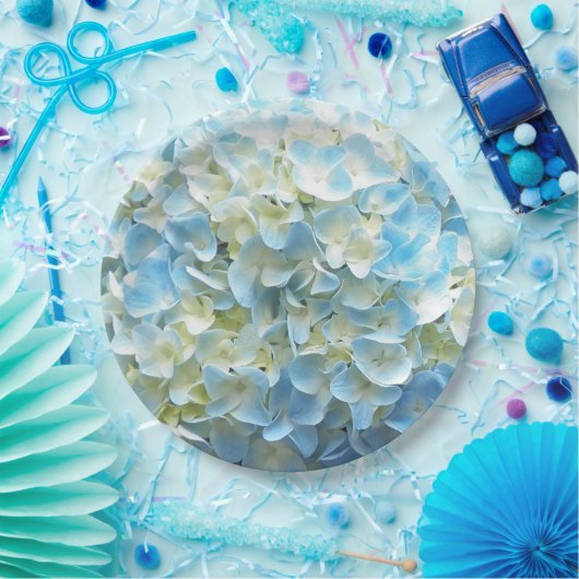 ブルーアジサイ花びらフローラ ペーパープレート (パーティー)
