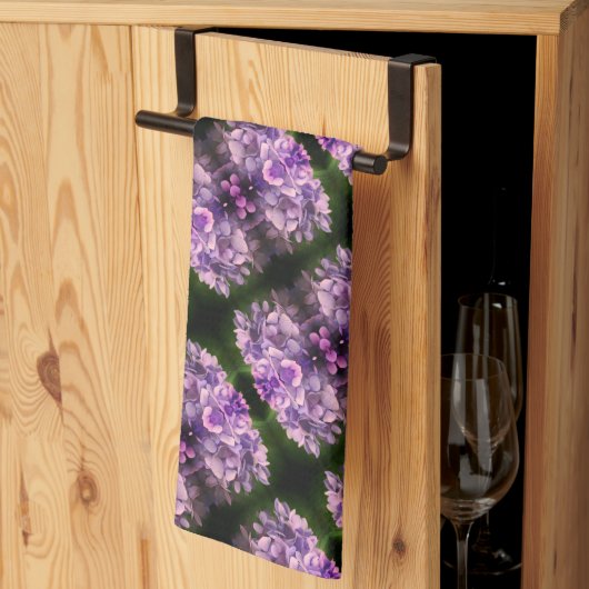 ブルーアジサイ花びら抽象芸術アートパターン キッチンタオル (三つ折り)