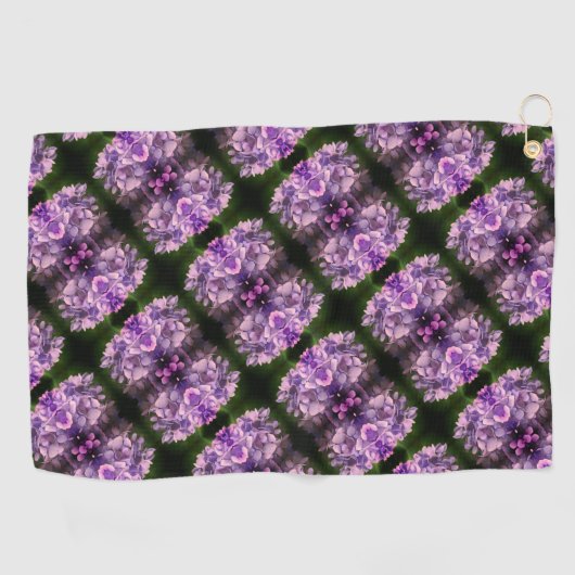 ブルーアジサイ花びら抽象芸術アートパターン ゴルフタオル (横)