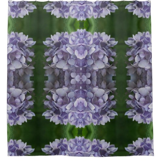 ブルーアジサイ花びら抽象芸術アートパターン シャワーカーテン (正面)