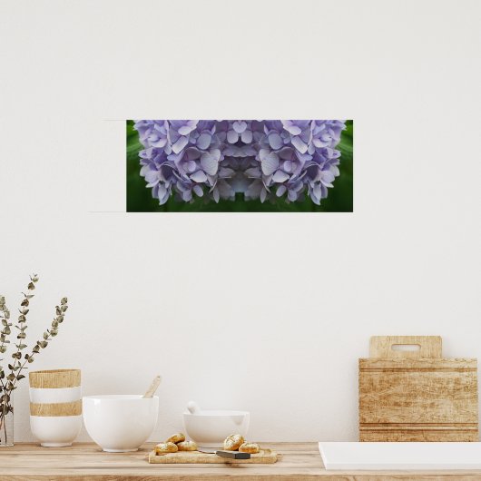 ブルーアジサイ花びら鏡抽象芸術 ポスター (キッチン)