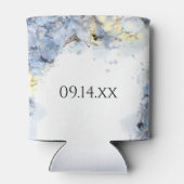 ブルーアジサイ花ウォーターカラー結婚式の引き出物 缶クーラー (裏面)