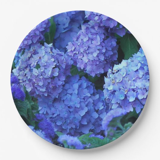 ブルーアジサイ花フローラ ペーパープレート (正面)
