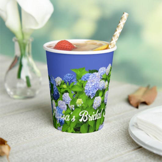 ブルーアジサイ花ブライダルシャワー 紙コップ (インサイチュ)