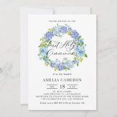 ブルーアジサイ花リースファーストホーリーコミュニオン 招待状 (正面)