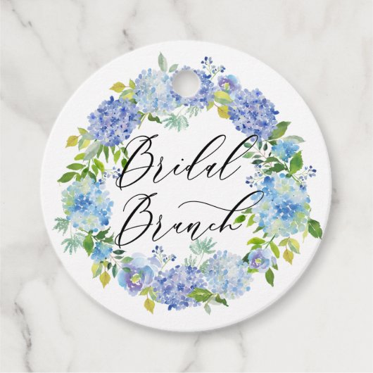 ブルーアジサイ花リースブライダルブランチ フェイバータグ (正面)