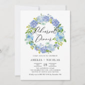 ブルーアジサイ花リースリハーサルディナー 招待状 (正面)