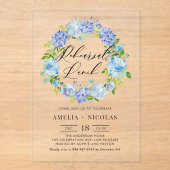 ブルーアジサイ花リースリハーサルランチ アクリル招待状 (正面)