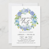 ブルーアジサイ花リース婚約パーティ 招待状 (正面)