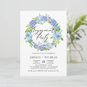 ブルーアジサイ花リース婚約パーティ 招待状 (スタンド正面)