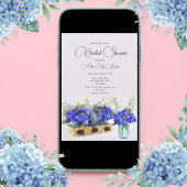 ブルーアジサイ花ヴィンテージボックスブライダルシャワー 招待状