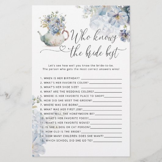 ブルーアジサイ花嫁のゲームを知っ最高のている人 (正面)