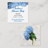 ブルーアジサイ花屋ビジネスカードフローリスト スクエア名刺 (正面/裏面)