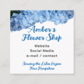 ブルーアジサイ花屋ビジネスカードフローリスト スクエア名刺 (正面)