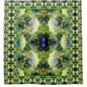 ブルーアジサイ花抽象芸術 シャワーカーテン (正面)