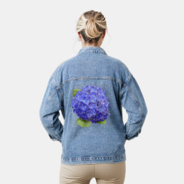 ブルーアジサイ花植物芸術 デニムジャケット