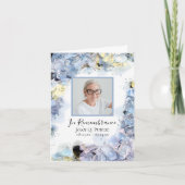 ブルーアジサイ花水彩葬儀悔やみや弔慰 サンキューカード (正面)