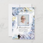 ブルーアジサイ花水彩葬儀悔やみや弔慰 サンキューカード (正面)