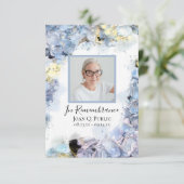 ブルーアジサイ花水彩葬儀悔やみや弔慰 サンキューカード (スタンド正面)