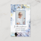 ブルーアジサイ花水彩葬儀祈りの言葉 名刺 (正面)