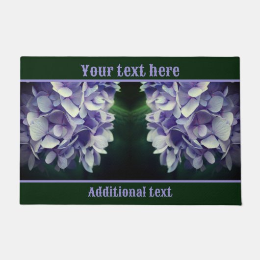 ブルーアジサイ花花びら パーソナライズされた ドアマット (正面)