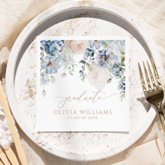 ブルーアジサイ花花卒業パーティナプキンス スタンダードカクテルナプキン