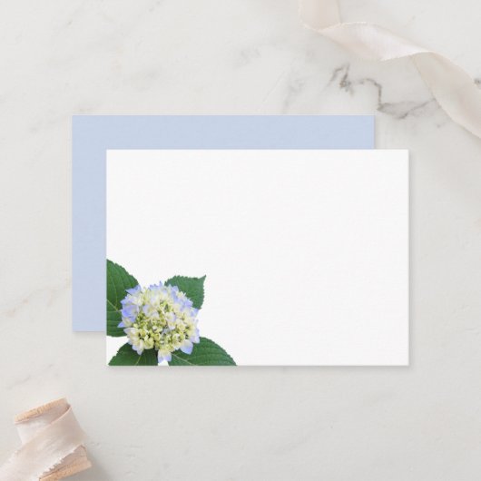 ブルーアジサイ葉バド空白の白座席表 プレイスカード (正面/裏面インサイチュ)