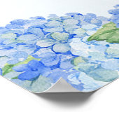 ブルーアジサイ赤ちゃんシャワパーソナライズされた ポスター (角)