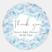 ブルーアジサイ赤ちゃんシャワーありがとうステッカー ラウンドシール (正面)