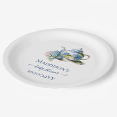 ブルーアジサイ赤ちゃんシャワーティーパーティー ペーパープレート (アングル)