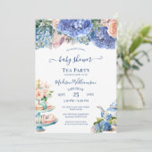 ブルーアジサイ赤ちゃんシャワーティーパーティー 招待状 (スタンド正面)