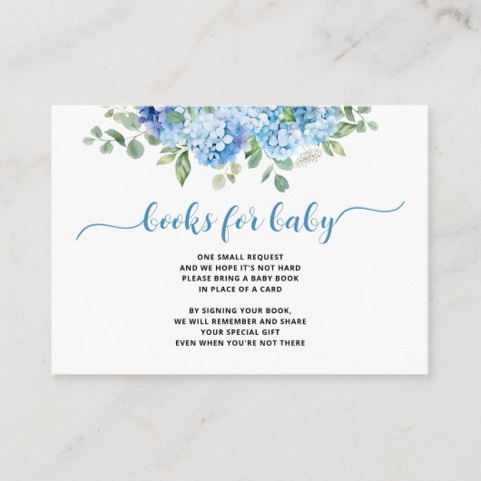 ブルーアジサイ赤ちゃんシャワーベビー エンクロージャーカード (正面)