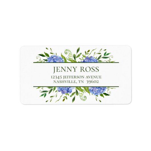 ブルーアジサイ赤ちゃんシャワー差出人住所 ラベル (正面)