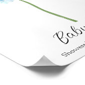 ブルーアジサイ赤ちゃんシャワー指紋ゲストブック ポスター (角)