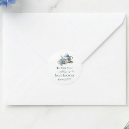 ブルーアジサイ赤ちゃんシャワー茶パーティーありがとう ラウンドシール