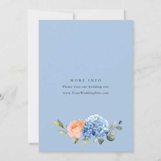 ブルーアジサイ赤面ピンクローズブライダルシャワー 招待状 (裏面)