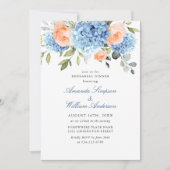 ブルーアジサイ赤面ピンクローゼリハーサルディナー 招待状 (正面)