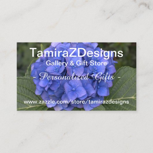 ブルーアジサイ連絡ビジネススキャンQRコード 名刺 (正面)