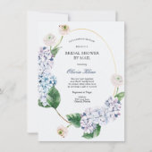 ブルーアジサイ金ゴールドフレームブライダルシャワーバイメール 招待状 (正面)