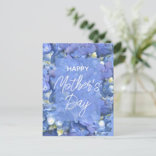 ブルーアジサイ開花母の日 ポストカード (スタンド正面)