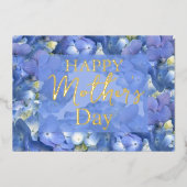 ブルーアジサイ開花母の日 箔シーズンカード (正面)