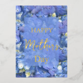 ブルーアジサイ開花母の日 箔シーズンカード (正面)